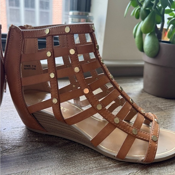 Tan Studded Gladiator Sandals - Picture 13 of 13